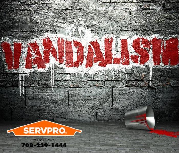 The word “vandalism” is spray painted onto a wall.